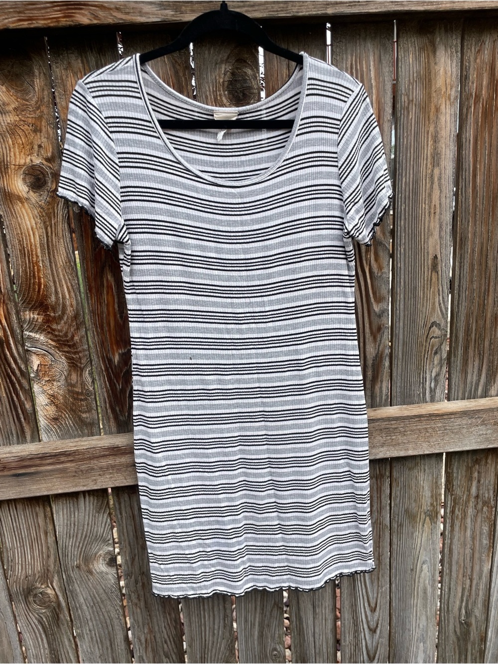 Striped Mini Dress in Gray & White